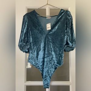 Free People | Don’t You Wish Bodysuit in Deep Teal Velvet